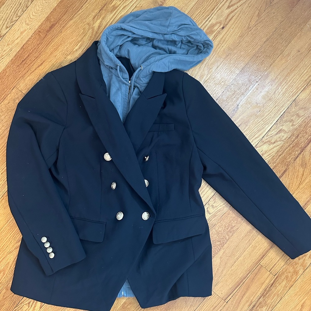 Express Navy scuba Blazer with Gray Hoodie
